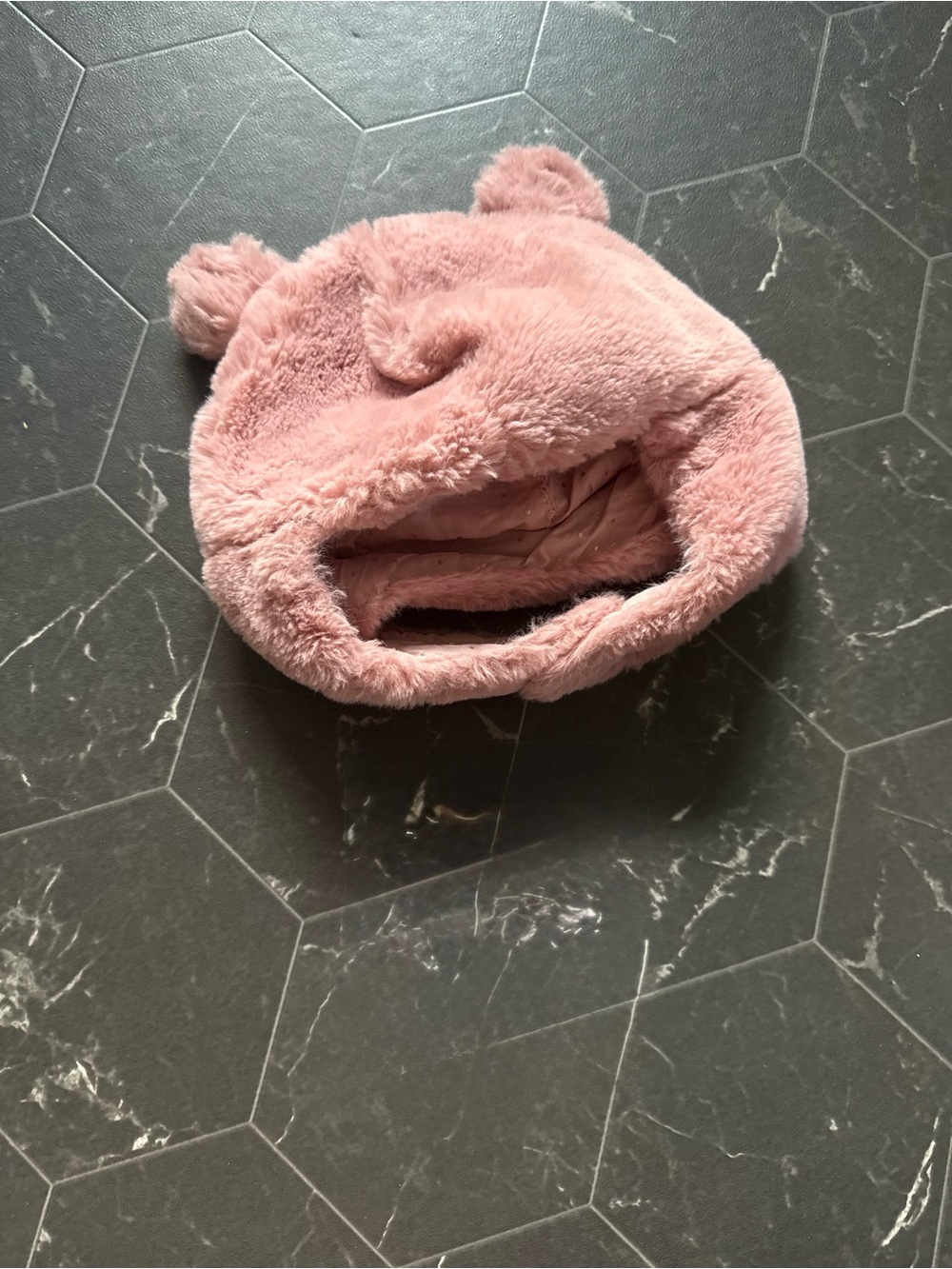 Zara Plush Bear-Ear Kids Hat - Soft Pink 0-12 Months